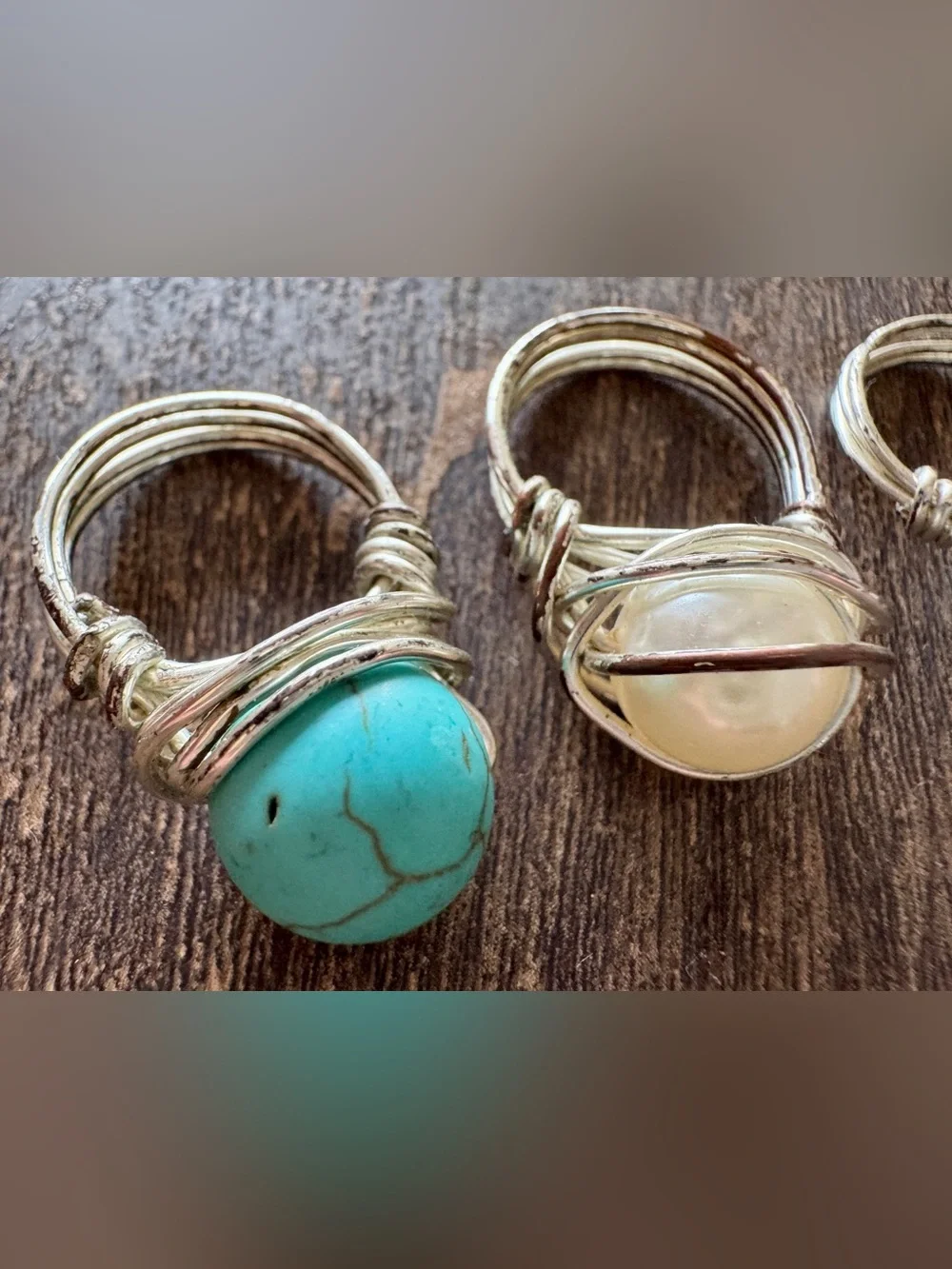 Four Wire-Wrapped Stone Rings